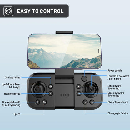 4K Drones with Camera for Kids,Drones for Adults withEmergency Stop, Headless Mode, 360° Flips, CarryingCase & 2 Batteries,Wireless RC Toys for Boys Girls(Black)