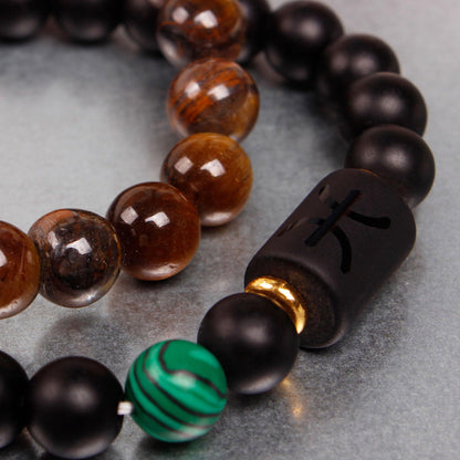 Zodiac Bracelets for Women Pisces Black Obsidian Bracelet Constellation Horoscope Bracelets Crystal Tiger Eye Beads Bracelet Jewelry 2 Pcs