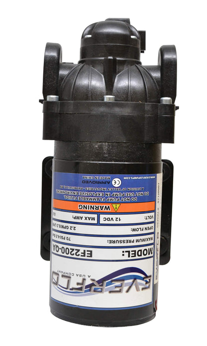 Everflo EF2200-QA-BOX 2.2GPM 12V Diaphragm Pump-Quick Attach Port, Black