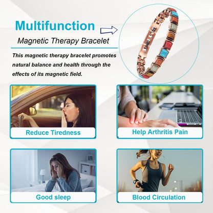 EnerMagiX Copper Bracelets for Women, 6.69inch Adjustable Effective Magnetic Bracelet, 3500 Gauss Magnets, Jewelry Gift
