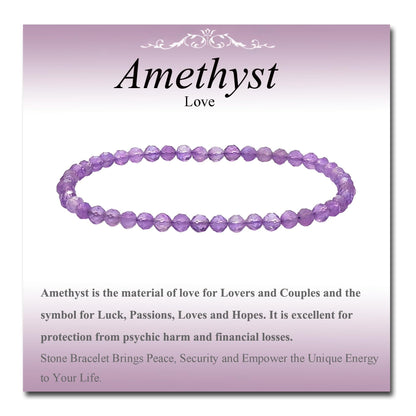 MASSIVE BEADS Natural Genuine Gemstone Beads Healing Crystal Chakra Reiki Jewelry Faceted Round Beads Bracelets (Amethyst, 3mm)