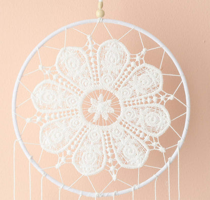 Malicosmile Dream Catchers White for Bedroom, Handmade Hanging Decorations White Feather Lace Dream Catcher Mobile for Girls Room Decor