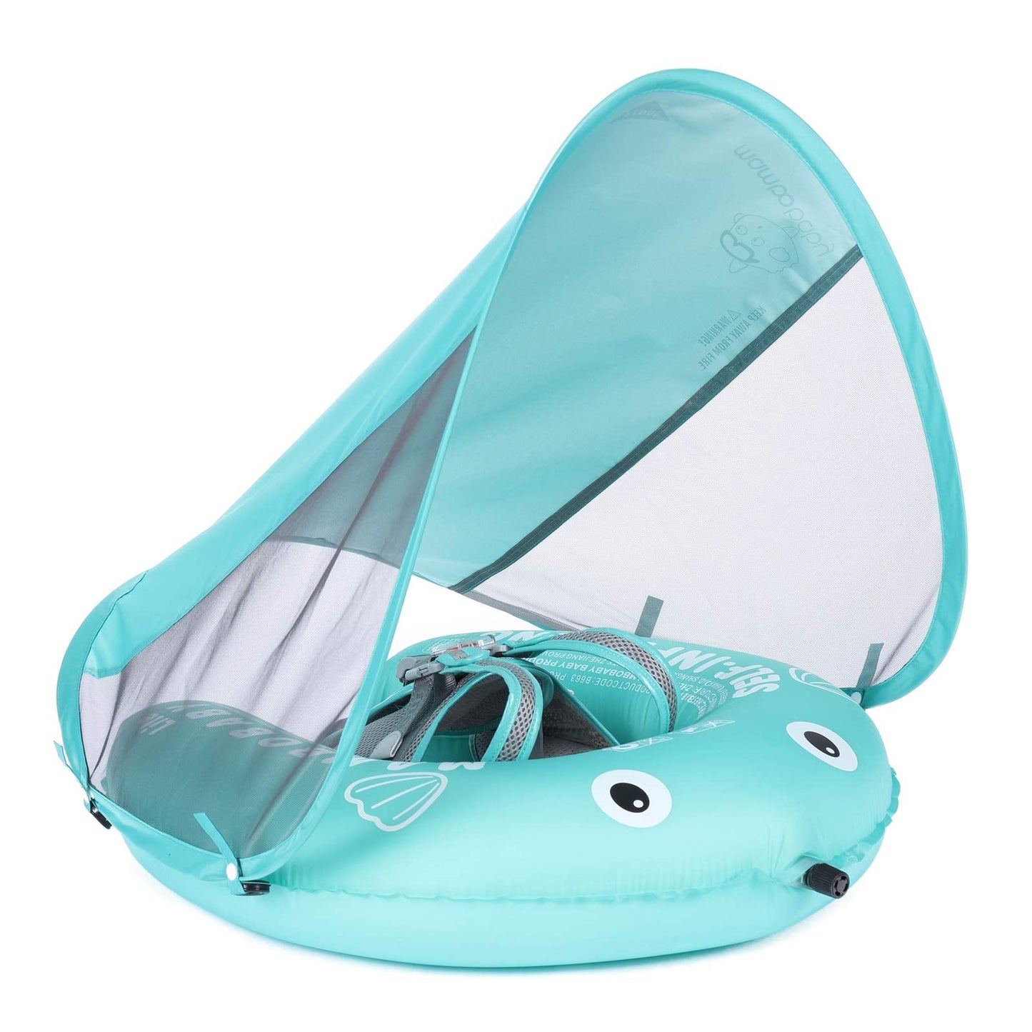 Mambobaby Float Self-Inflating Baby Swim Float with Canopy, Compressible Folding Pool Baby Float, Upgrade Soft Waterproof Skin-Friendly Material Toddler Swim Float (Standard Edition)