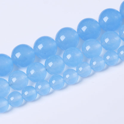 Marine Blue Jade Marrow Stone Beads for Jewelry Making DIY Bracelet Necklace Jewelry Making 1 Strand 15.5inch 35PCS 10MM