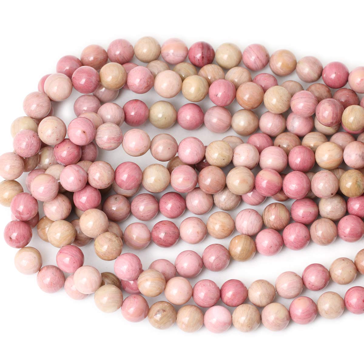 CHEAVIAN 35PCS 10mm Natural Rhodochrosite Gemstone Smooth Round Loose Beads for Jewelry Making DIY Findings 1 Strand 15"