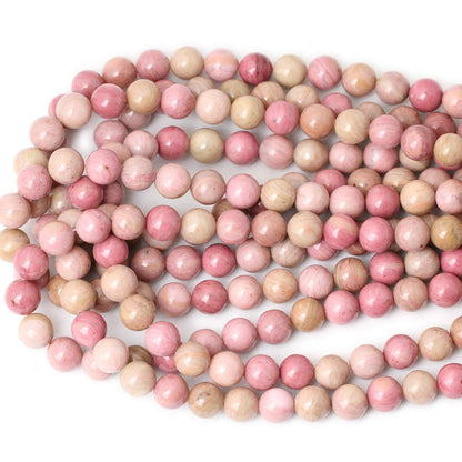 CHEAVIAN 35PCS 10mm Natural Rhodochrosite Gemstone Smooth Round Loose Beads for Jewelry Making DIY Findings 1 Strand 15"