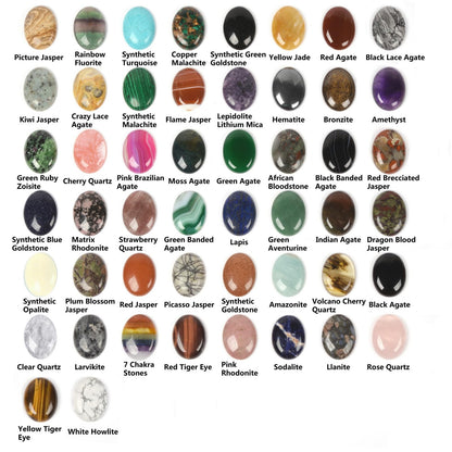 24pcs Assorted Gemstone 40mm Oval Cab Cabochon Flatback Gemstone Jewelry Accessories For Jewelry DIY Making