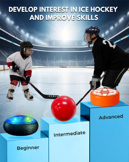 SPORTY PLAY Hockey Stick Handling Trainer – Adjustable Hockey Training Equipment Set with Hover Soccer Ball, Mini Goal & Sticks – Improve Skills & Coordination for Kids & Teens