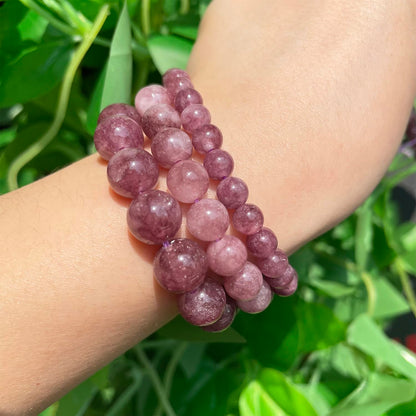 Yochus 45pcs Lepidolite Stone Beads，8mm Healing Power Natural Stone Round Loose Beads for Jewelry Making Earring Necklace DIY Crafts