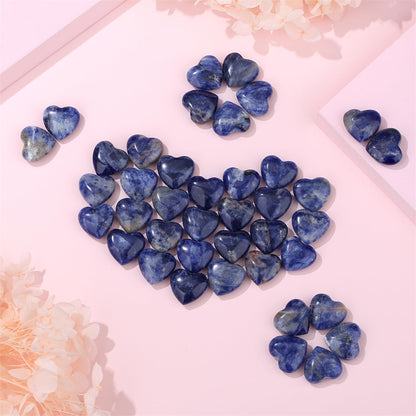 YATOJUZI 20PCS Heart Stone Blue Sodalite Natural Healing Crystals Love Crystal Heart Bulk Wholesale Polished Stones Cute Pocket Gemstones Reiki Energy Gifts for Women