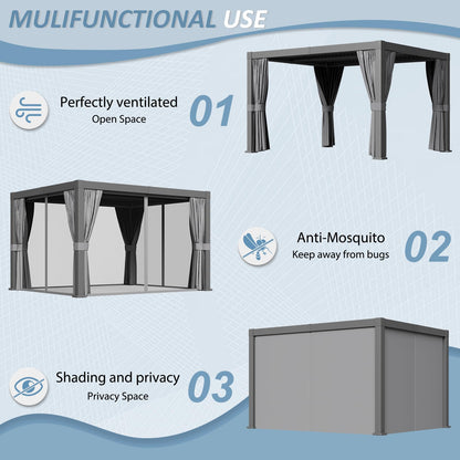Aoxun Louvered Pergola 10 x 12ft Outdoor Aluminum Pergola with Adjustable Roof for Gardens, Decks and Backyards, Gray