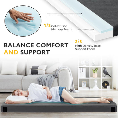 Kingfun 3 Inch CertiPUR-US Memory Foam Camping Mattress, Waterproof Roll up Sleeping Pad for Adults, Comfortable Thick Floor Sleeping Mats for Car Truck Tent with Removable Travel Bag, Single