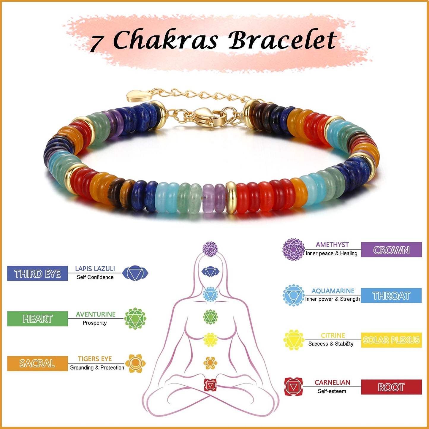 Korotho Chakra Bracelet for Women, Crystals and Healing Stones Crystal Bracelet Anxiety Relief Items Gifts 7 Chakra Bracelets Pulseras Para Mujer Spiritual Bracelets for Women Trendy