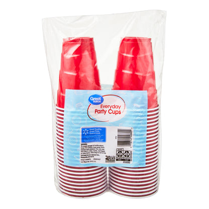 Great Value Red Disposable Plastic Party Cups, 18 oz, 50 Count