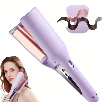 32mm Wave Curling Iron - Adjustable Temperature & Easy to Style, Fast Heating with Long-Lasting Results & Safe Temperature Control Technology. Perfect Anti-Scald Curling Device for Women to Create Deep U-Shaped Wool Curls (Pink/Purple Optional)