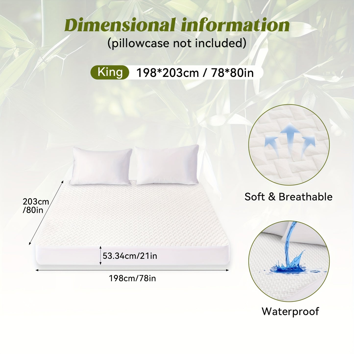 1pc Waterproof Quilted Fitted Sheet - Soft, Breathable & Durable Mattress Protector, Polyester &Bamboo Material, No Pillowcases Included, Waterproof Bedding | Modern Bedroom Decor | Pu Waterproof Layer, Mattress Protector Waterproof