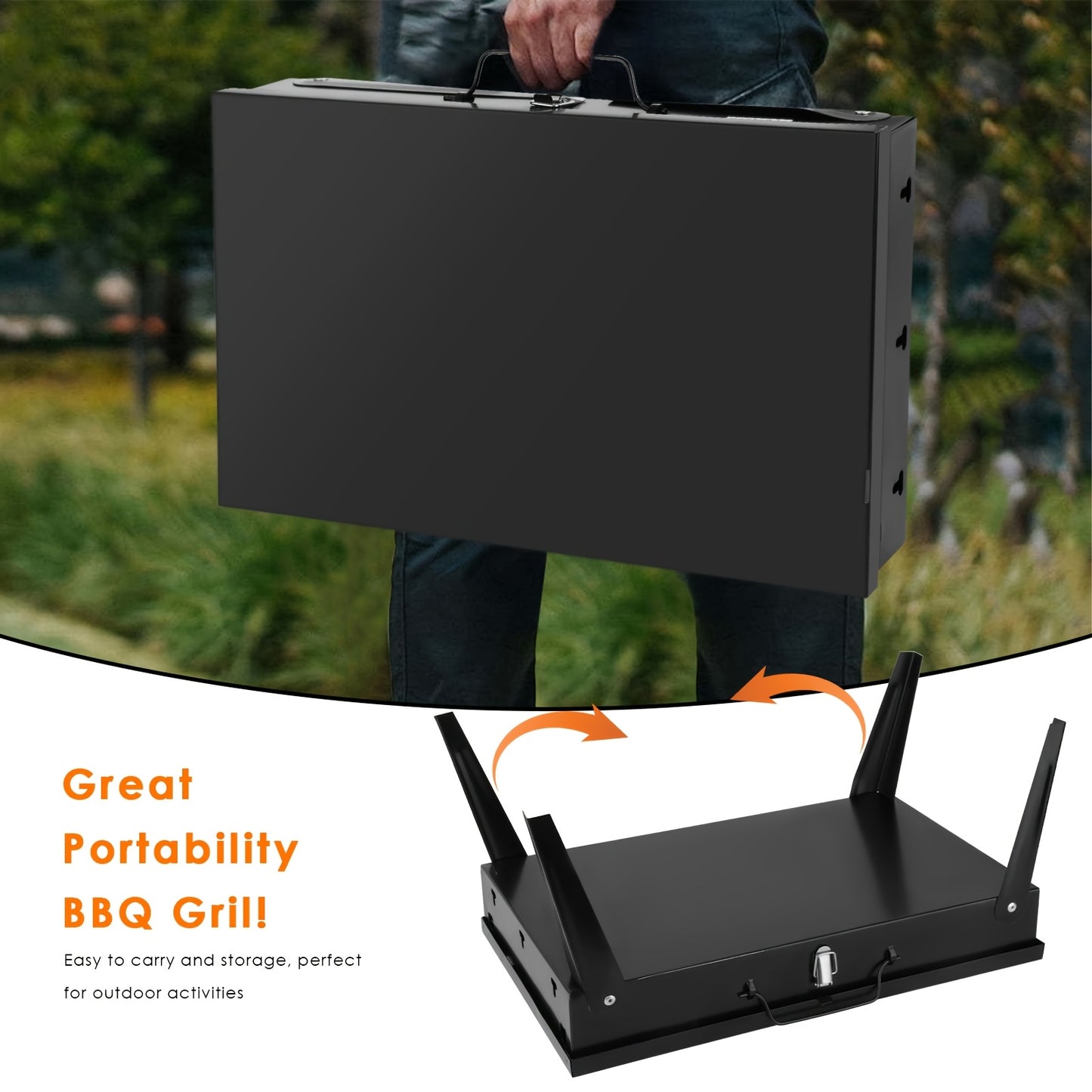 Portable BBQ Charcoal Grill, Compact Folding Barbecue Grill Lightweight Small Grill for Outdoor Cooking, Camping, Hiking, Picnics, Tailgating, Beach, And Backyard Parties