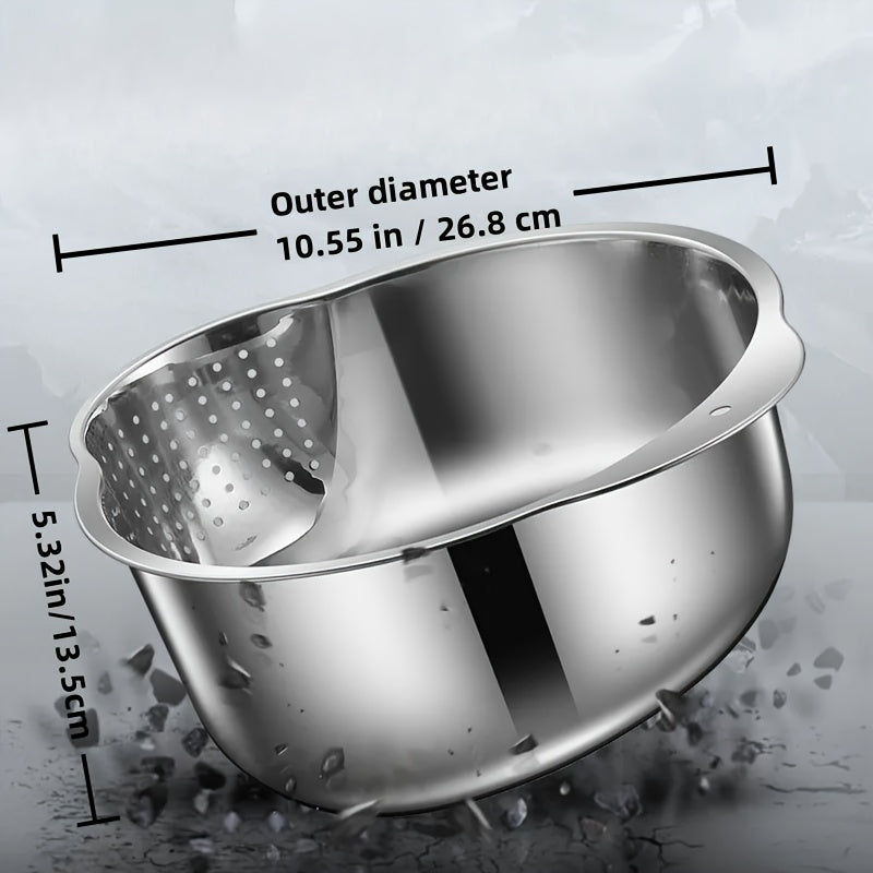 304 Stainless Steel Colander- Multi-Purpose Draining Basket for Vegetables, Fruits, Beans, Pasta& Rice- Durable Kitchen Tool for Effective Draining, Perfect for Home Cooking with Fine Mesh