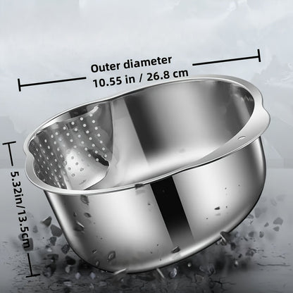 304 Stainless Steel Colander- Multi-Purpose Draining Basket for Vegetables, Fruits, Beans, Pasta& Rice- Durable Kitchen Tool for Effective Draining, Perfect for Home Cooking with Fine Mesh