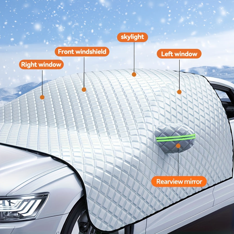Car Windshield Snow Cover Protection, Windproof Sunshade Cover for Cars, Compact SUV Sunshade Cover, Protection for Snow Ice UV Frost, Wiper & Mirror Protector