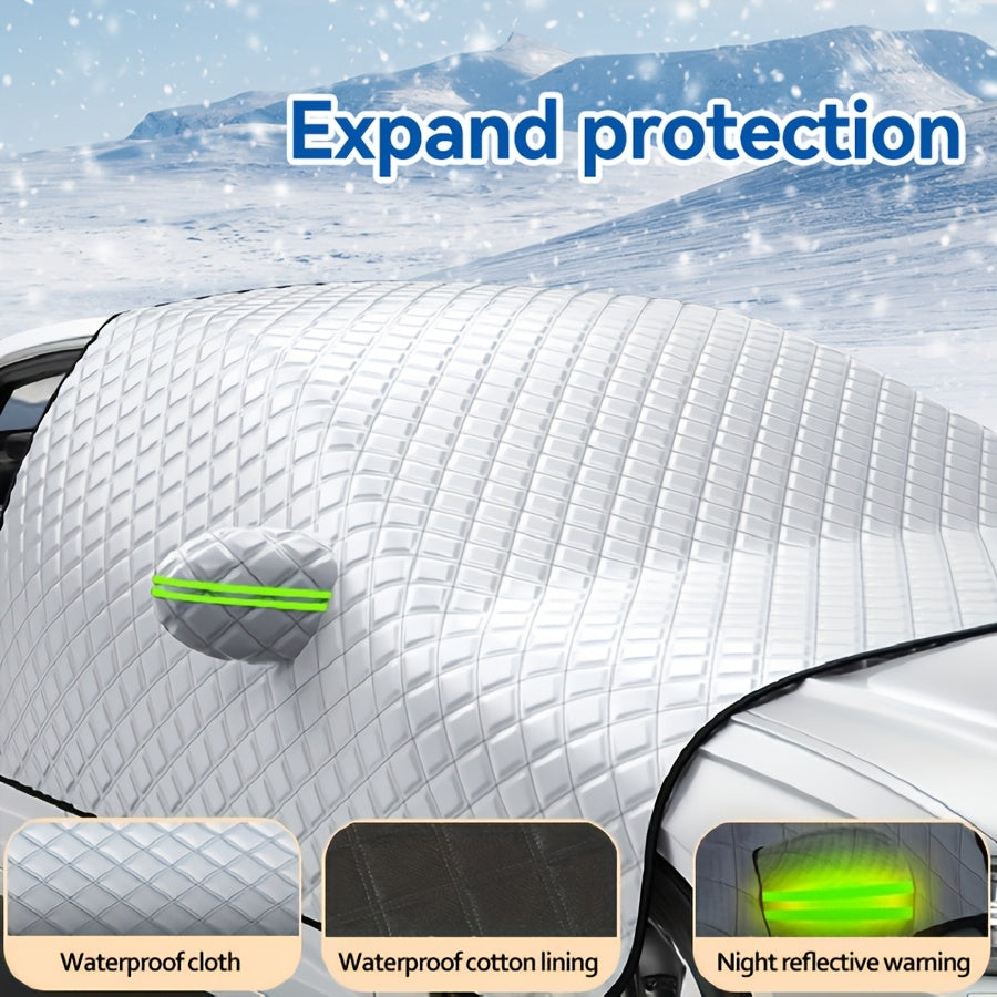 Car Windshield Snow Cover Protection, Windproof Sunshade Cover for Cars, Compact SUV Sunshade Cover, Protection for Snow Ice UV Frost, Wiper & Mirror Protector