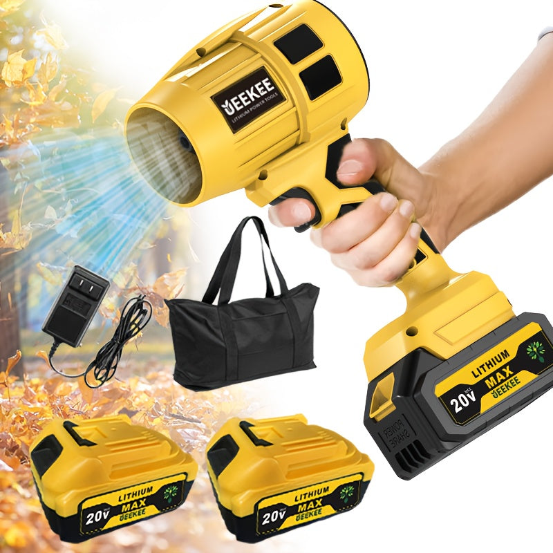 Cordless Turbo Jet Fan & Portable Blower with 2 Batteries - Heavy-Duty Plastic Multi-Speed High-Airflow Fan for Indoor/Outdoor, for Camping, Car Cooling, Lawn Blower - Stepless Speed, Rechargeable (Ideal Christmas Gift)
