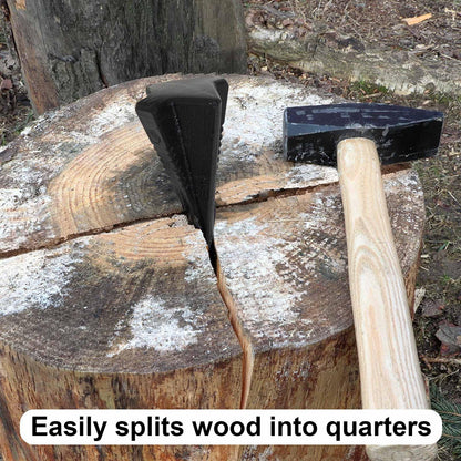 Otoolling 1 Pcs 5 Lbs Wood Splitting Wedges Manual Log Splitter Wedge 4-Direction Diamond Design Forged Steel Tool for Easy Wood Splitting Splits Firewood into 4 Pieces Less Effort(Black)