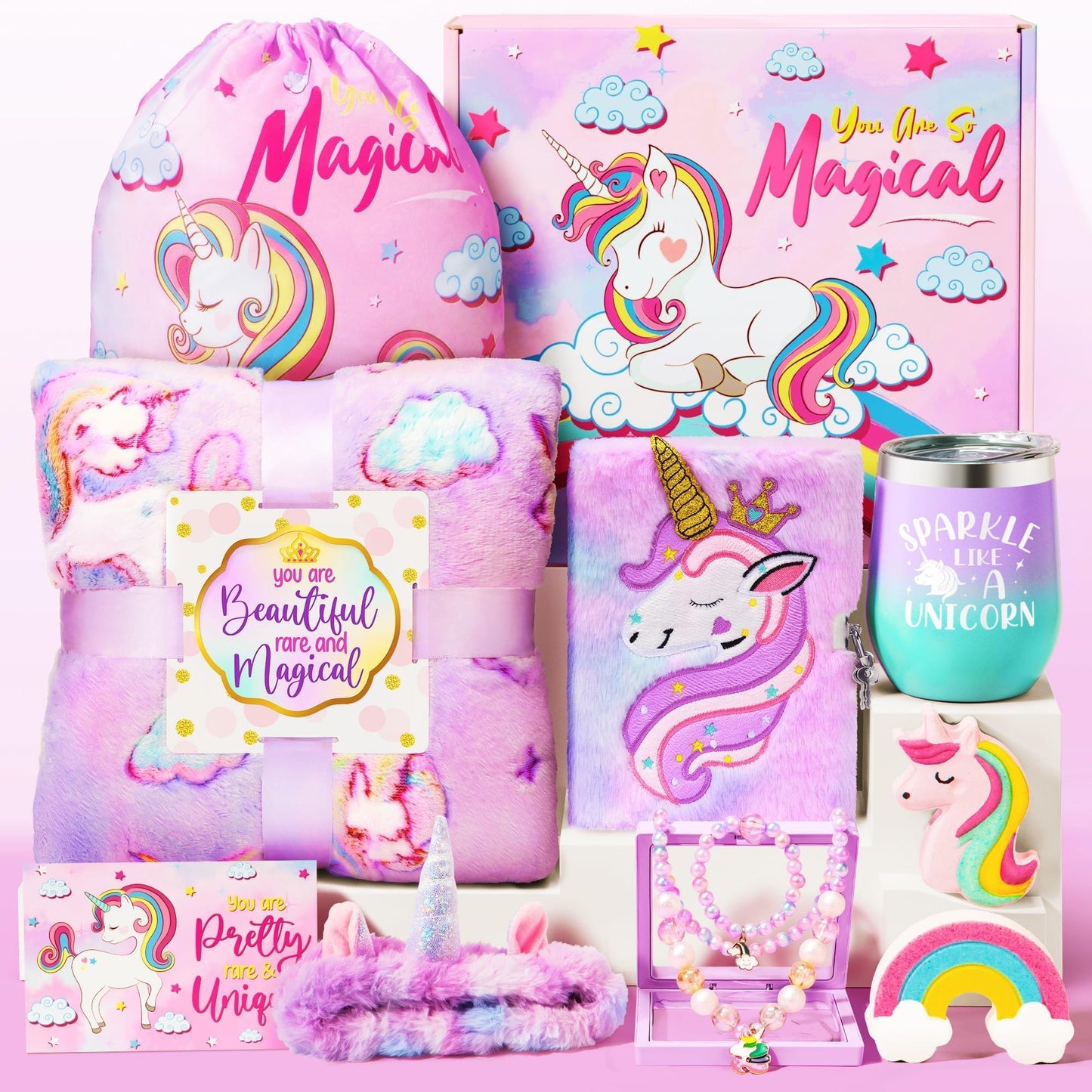 Easter Gifts for Girls, Unicorn Birthday Gifts Basket for Girls Age 3 4 5 6 7 8 9 10 Years Old, Girl Toy Age 6-8, Teen Girl Gift Trendy Stuff for Toddler 8-12, Easter Eggs Stuffers for Daughter Niece