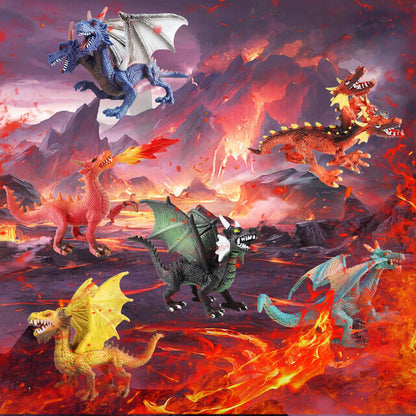 EOIVSH Dragon Toy Figures - Ancient Flying Dragon Figurines, Mythical Action Figure Kid Toys, Girls and Boys Ages 3 and Above, Pack of 6