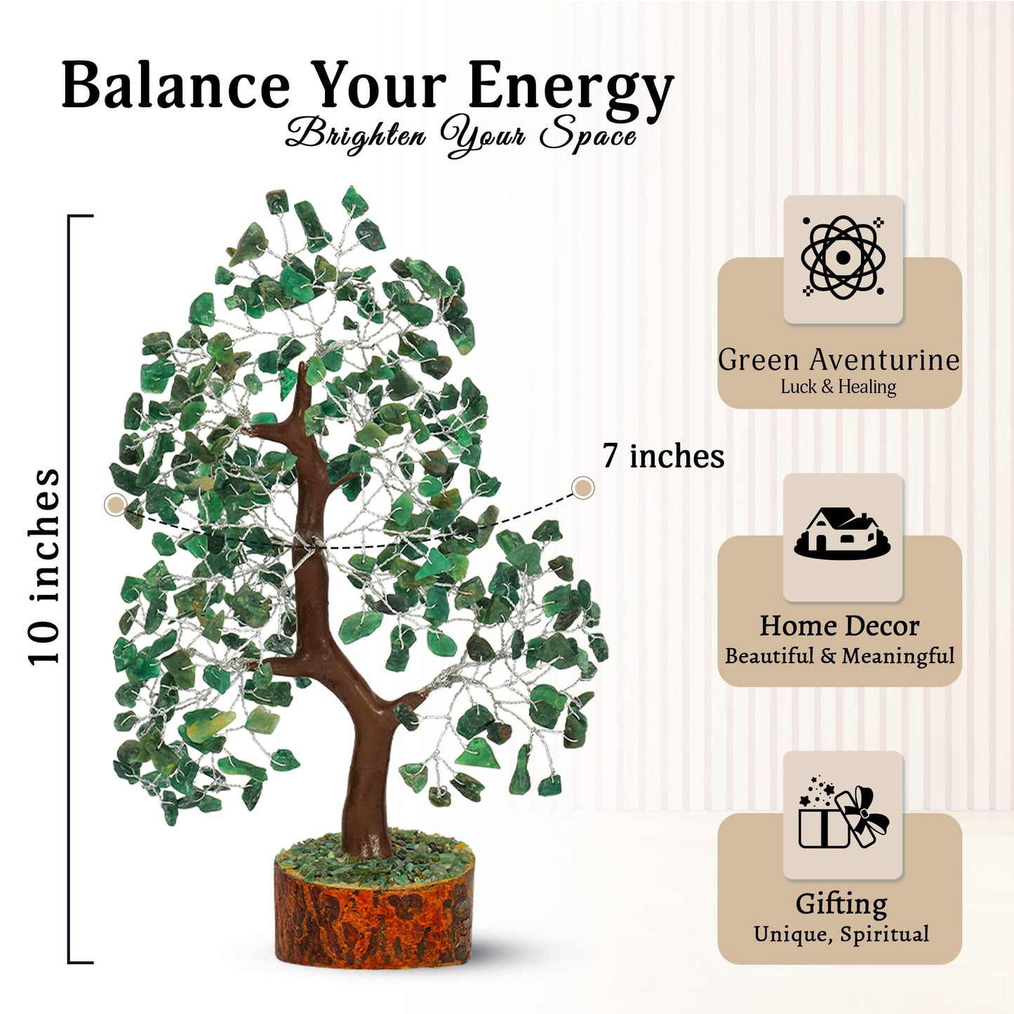 YATSKIA Green Aventurine - Money Trees - Chakra Crystalsm Crystal Trees As Home Decor - Tree for Home - Crystal Gifts for Women - Healing Crystals