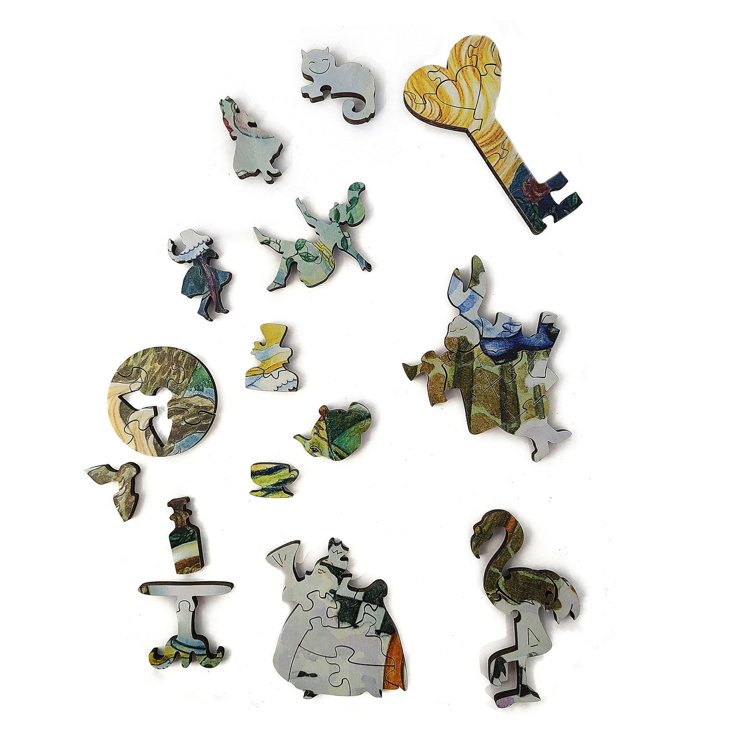 Wooden Jigsaw Puzzle for Adults - Uniquely Shaped Pieces - Made in USA by FoxSmartBox - 439 Pieces - Alice's Fantasies