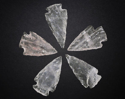 Amazing Gemstone 5 Pieces Rose Quartz Arrowhead, Crystal and Healing Stone Flint Rock Arrow Head - 1 to 1.5 Arrowheads for DIY Project Craft Point Jewelry Making