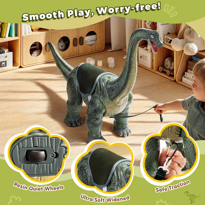 Dinosaur Ride On Toy Cars for Kids,Twinkoo Realistic Brachiosaurus Push Car with Three Sound Effects,Sound and Light Effects PP Wheels for Indoor/Outdoor Play,Best Gift for Kids(Brachiosaurus)