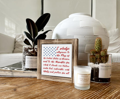 Americana Decor Wooden Sign, Patriotic American Flag Pledge of Allegiance Plaque, 4th of July Decorations Indoor, Memorial Day Home Decor, Rustic USA Wall Art Gift