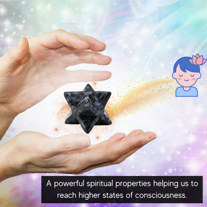 Amazing Gemstone Indigo Gabbro Merkaba Crystal - 0.75 Inches Metaphysical Merkaba Star for Meditation - Energetic Tetrahedron Crystal and Healing Stones for Spiritual Growth and Healing (15-20mm)