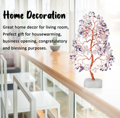 Crocon® Amethyst & Rose Quartz Crystals Tree Home Decor, Birthday Gifts for Women, Sister Gemstone Gift for Her Money Tree Crystals & Healing Stones House Warming Gift New Home, Purple Decor Present