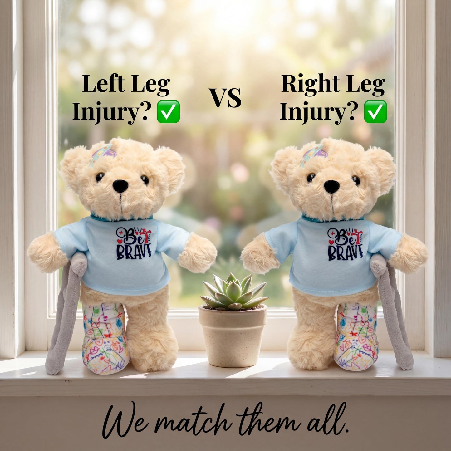 SHSEEN 10" Broken Leg Bear with Adjustable Cast & Plush Crutch - Get Well Stuffed Animal for Kids. Knee Surgery Recovery Gifts for Teen - Teddy Bear with Broken Leg