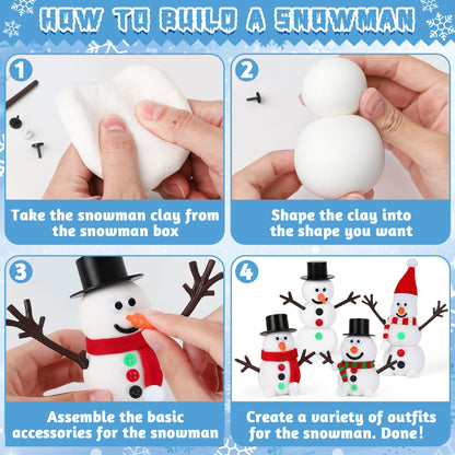 RoseFog 9 Pack Christmas Crafts, DIY Christmas Snowman Clay for Kids, Build Your Snowman Craft Kit, Modeling Clay Snow Man Making Game, Xmas Crafts Presents Winter Christmas Stocking Stuffers