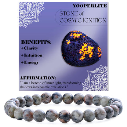 Bivei Yooperlite -Cosmic Ignition-6mm Beaded Bracelets for Women Handmade Semi Precious Natural Stone Stretch Elastic Jewelry for Women Yoga Protection Gifts