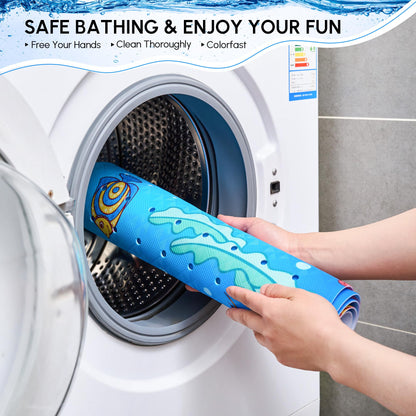 Vannokor Baby Bath Mat for Tub Non Slip Kids, 40 X 16 Inch Extra Long Bathtub Mat with Drain Holes and Suction Cups, Anti Slip Shower Mat Machine Washable, Dolphin