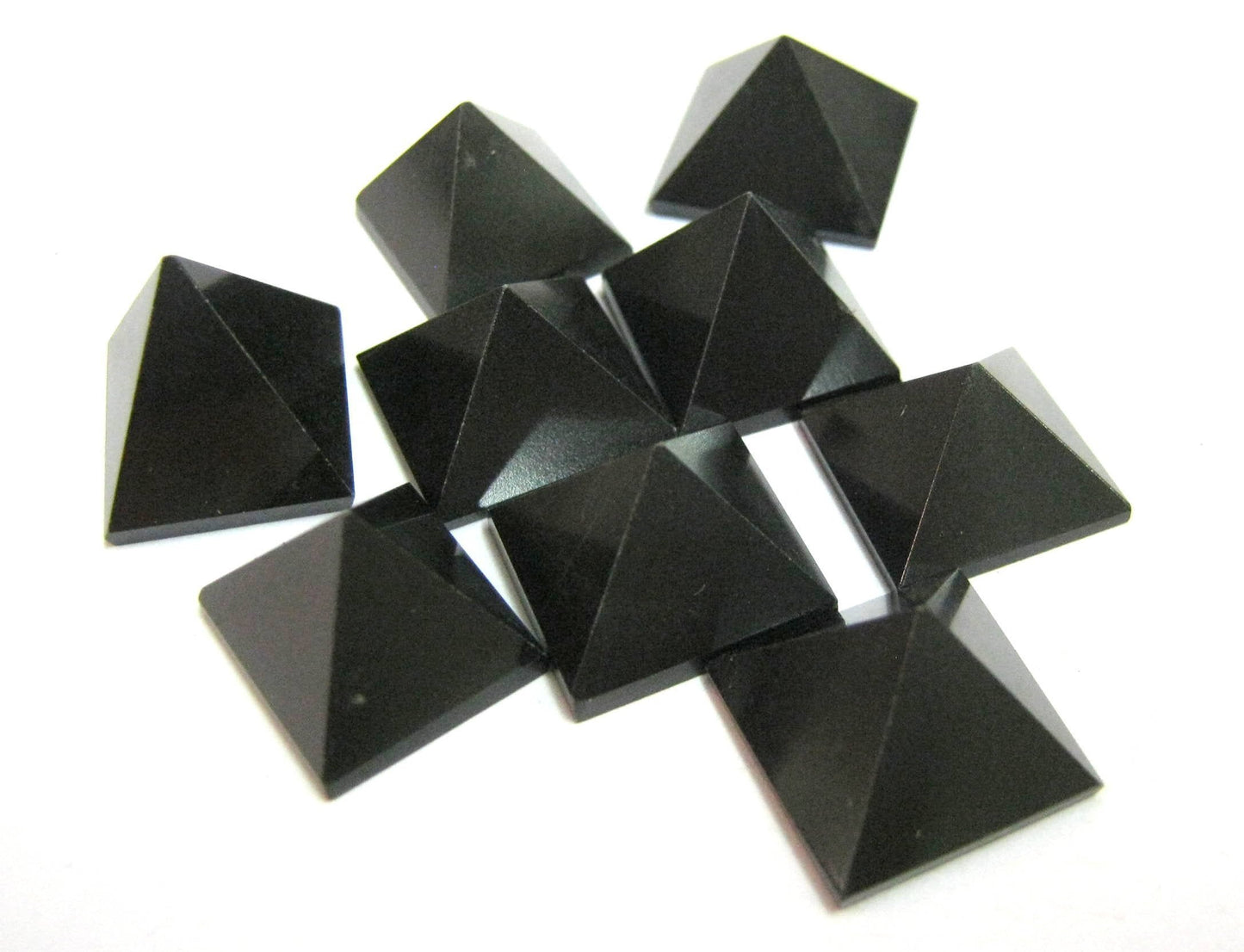 CRYSTALMIRACLE Set of Nine Black Agate Gemstone Mini Bagua Pyramids Crystal Healing Reiki FENG Shui Men Women Gift Energy Metaphysical Meditation Peace Health Wealth Deflector Wellness Psychic Power
