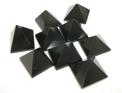 CRYSTALMIRACLE Set of Nine Black Agate Gemstone Mini Bagua Pyramids Crystal Healing Reiki FENG Shui Men Women Gift Energy Metaphysical Meditation Peace Health Wealth Deflector Wellness Psychic Power