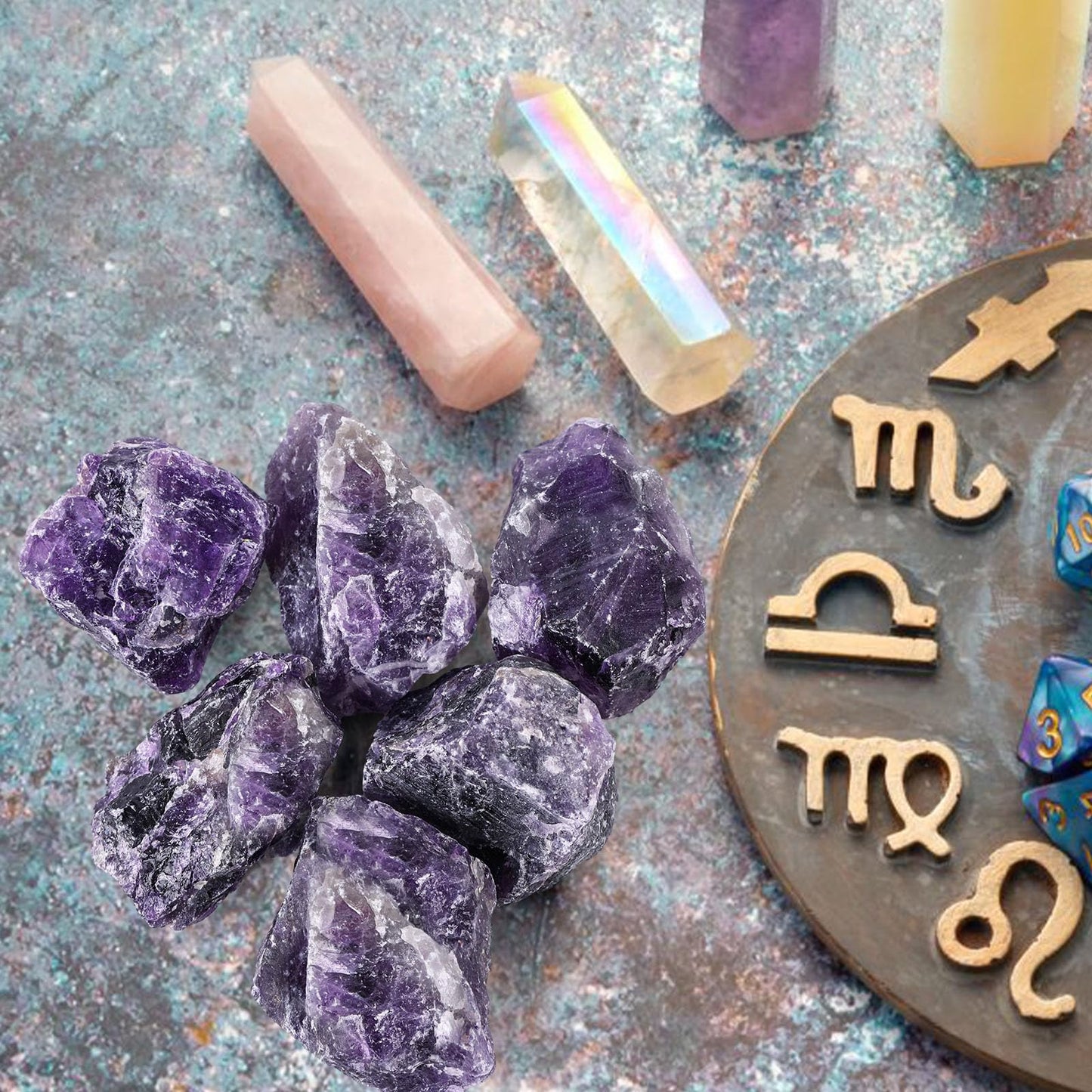 JOHOUSE 6PCS Amethyst Crystal with Jar, Natural Rough Stones Crystal Large Raw Quartz Healing Gemstones for Reiki, Fountain Rocks, Polishing, Wicca（1.6x1.2inch)