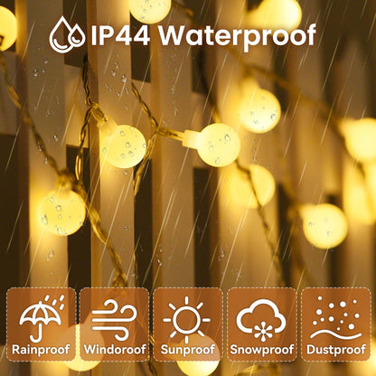Dailyart Globe String Lights, 100Led 59FT Waterproof Fairy Lights Plug in 8 Modes with Remote Control, Brightness Adjustable &Timing String Lights Indoor Outdoor, Fairy Lights for Bedroom, Warm White