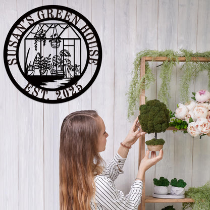 Personalized Greenhouse Garden Name Sign, Custom Metal Wall Decor Plaque for Home & Outdoor Display, Family Name Sign for Gardeners or New Home Gifts,Customized Steel Plant House Sign 2026 Garden Decor