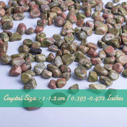 SigMntun Polished Unakite Crystal Set, 0.4", 128 Pcs - Handpicked Tumbled Stones and Crystals Bulk for Healing, Reiki, Meditation, Witchcraft and Home Decor