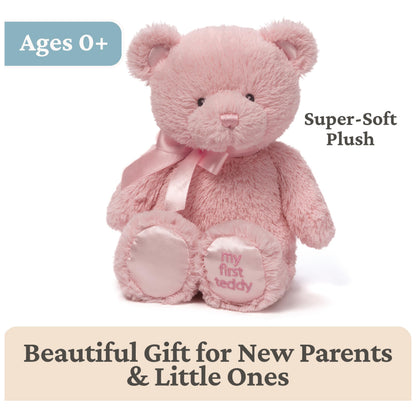 Baby GUND My First Teddy Bear, Ultra Soft Animal Plush Toy for Babies and Newborns, Pink, 10”