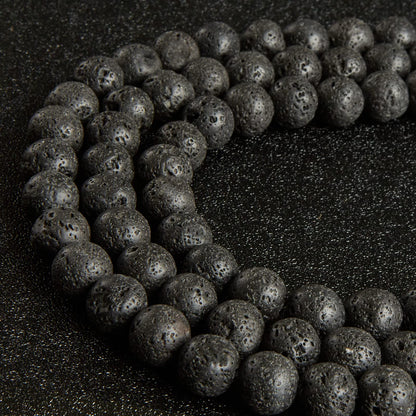 35pcs 10mm Natural Black Lava Beads Gemstone Beads Round Loose Beads for Jewelry Making