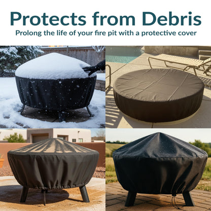 Sunnydaze 58-Inch Fire Pit Cover Round - Outdoor Fire Pit Cover - Weather-Resistant PVC with Drawstring Closure - Durable Protection for All Seasons - Black
