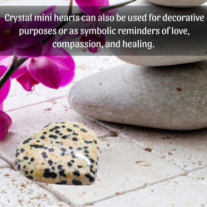 Amazing Gemstone Dalmatian Jasper Stone Heart - Pack of 2 Crystal Heart Stones Rocks - Corazones De Piedra Crystals and Healing Stones Heart Shaped Crystal - Stocking Stuffers Gifts